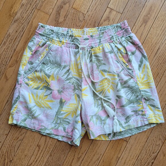 Briggs New York Linen Blend Pull-On Summer Shorts Floral - Picture 3 of 13